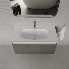 Darcy 1000mm Matt Grey Wall Hung Vanity Unit with Ceramic Basin