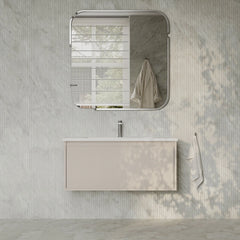 Amelia 1000mm Cream White Wall Hung Vanity Unit with Fluted Front & Ceramic Basin