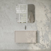 Amelia 800mm Cream White Wall Hung Vanity Unit with Fluted Front & Ceramic Basin