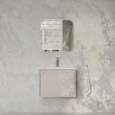 Amelia 600mm Cream White Wall Hung Vanity Unit with Fluted Front & Ceramic Basin