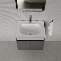 Darcy 600mm Matt Grey Wall Hung Vanity Unit with Ceramic Basin