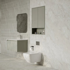 Luna Wall-Mounted Bathroom Storage Cabinet with Open Shelf | Green, Dark Grey or White