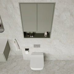 Luna Wall-Mounted Bathroom Storage Cabinet with Open Shelf | Green, Dark Grey or White