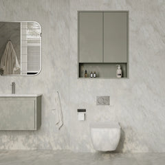 Luna Wall-Mounted Bathroom Storage Cabinet with Open Shelf | Green, Dark Grey or White