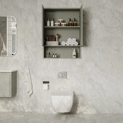 Luna Wall-Mounted Bathroom Storage Cabinet with Open Shelf | Green, Dark Grey or White