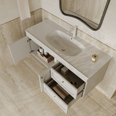 Jolene matt white vanity unit with ceramic basin and storage drawers 1200mm