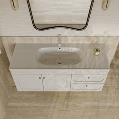 Jolene matt white vanity unit with ceramic basin and storage drawers 1200mm