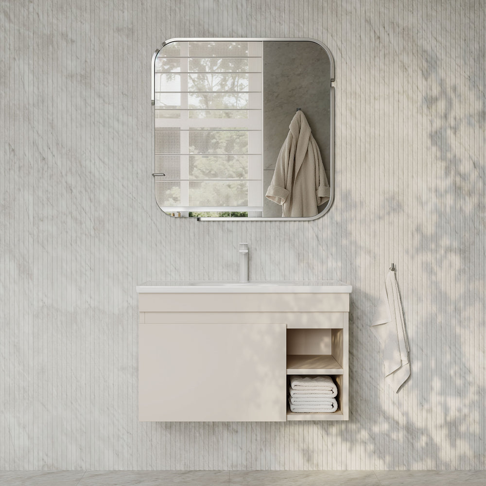 Sicilia Matt Warm White Bathroom Vanity Unit with Ceramic Basin 800mm