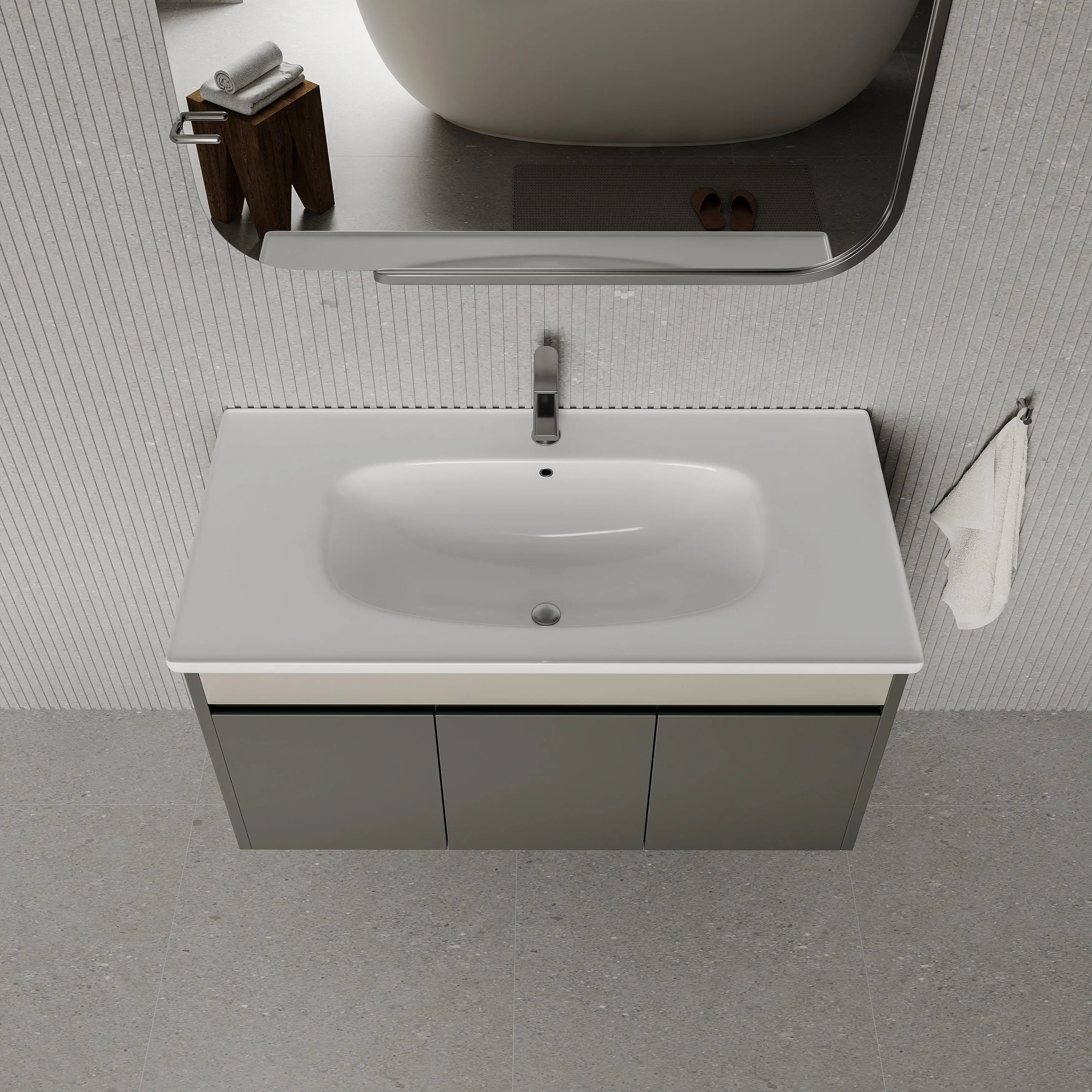 Darcy 1000mm Matt Grey Wall Hung Vanity Unit with Ceramic Basin