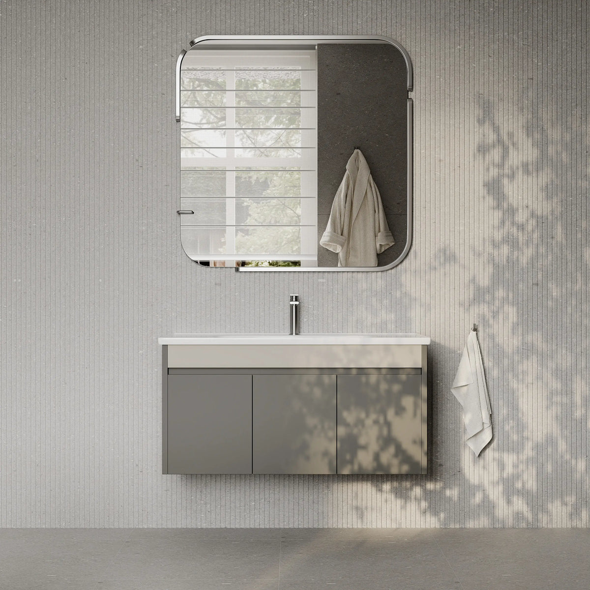 Darcy 1000mm Matt Grey Wall Hung Vanity Unit with Ceramic Basin
