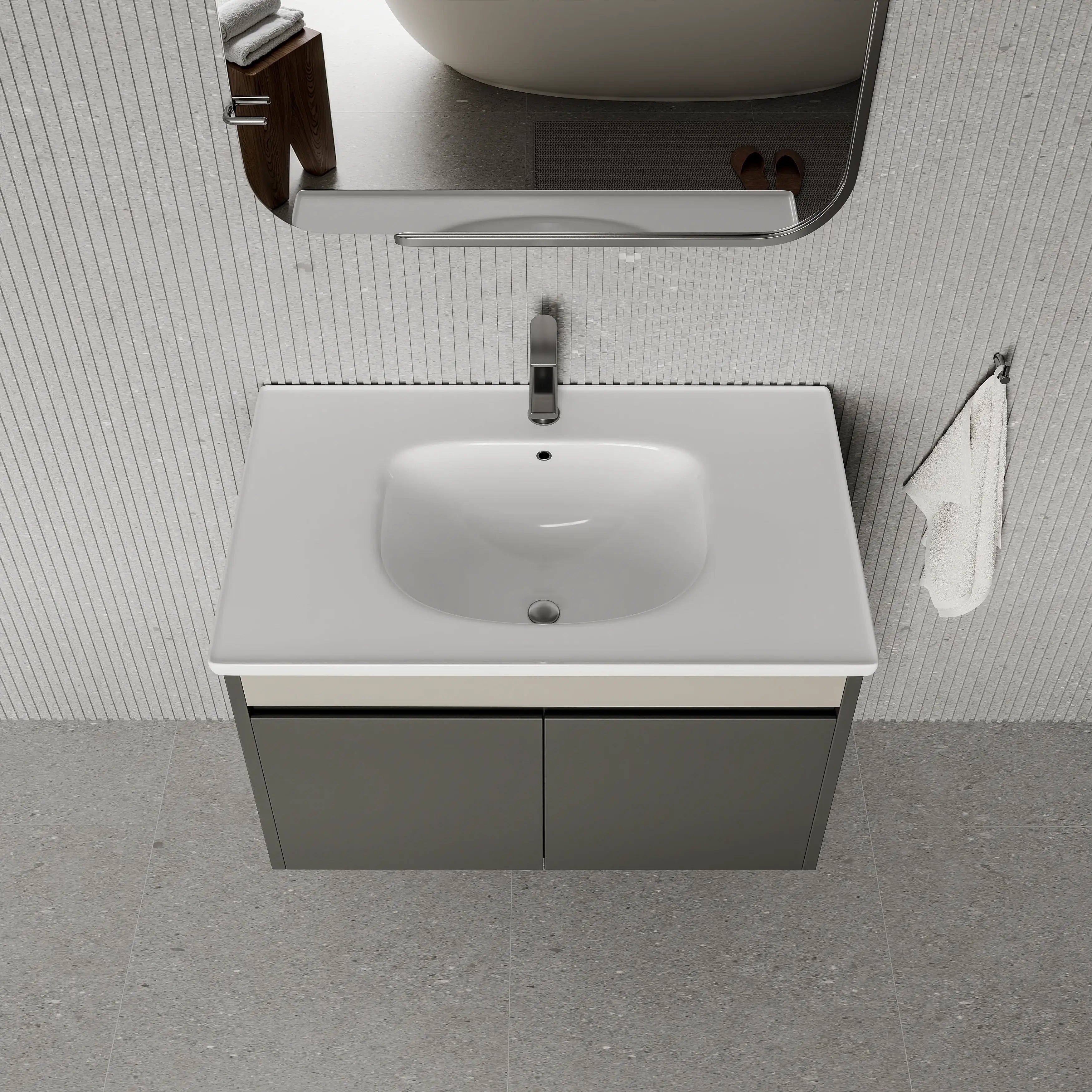 Darcy 800mm Matt Grey Wall Hung Vanity Unit with Ceramic Basin