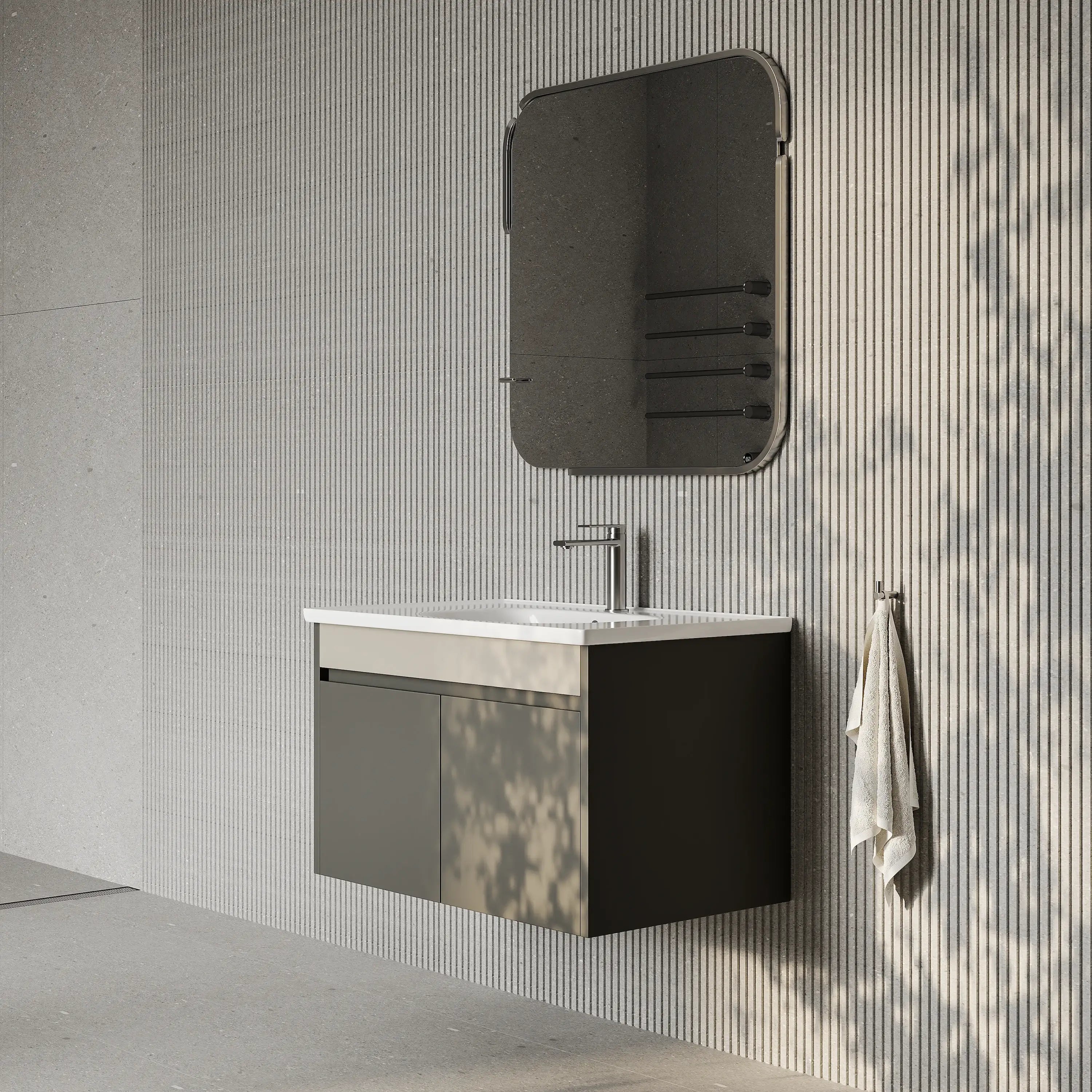 Darcy 800mm Matt Grey Wall Hung Vanity Unit with Ceramic Basin