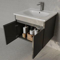 Darcy 600mm Matt Grey Wall Hung Vanity Unit with Ceramic Basin