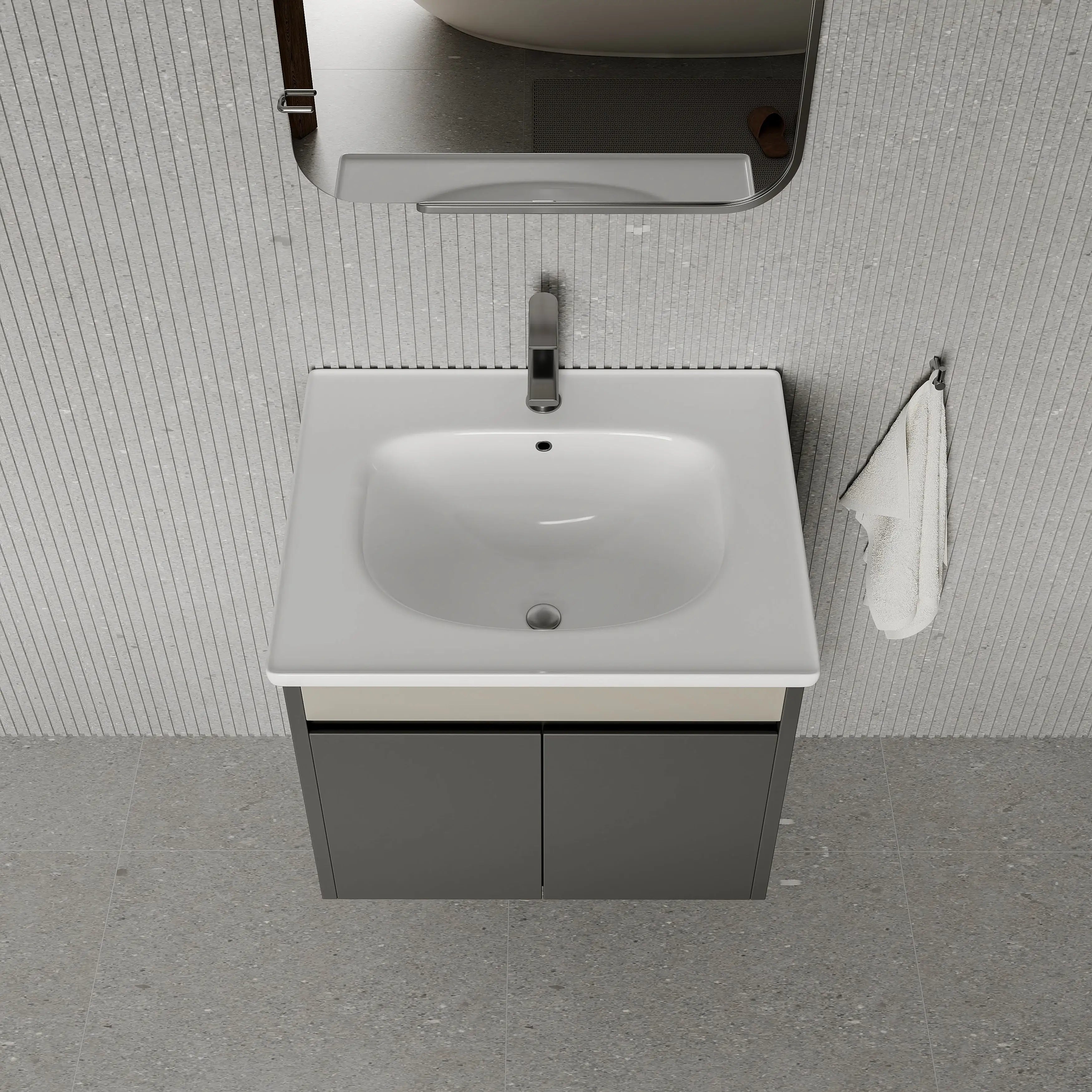 Darcy 600mm Matt Grey Wall Hung Vanity Unit with Ceramic Basin
