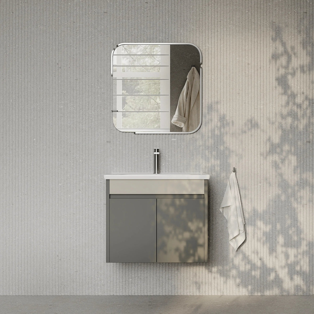 Darcy 600mm Matt Grey Wall Hung Vanity Unit with Ceramic Basin