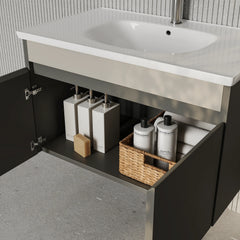 Darcy 800mm Matt Grey Wall Hung Vanity Unit with Ceramic Basin