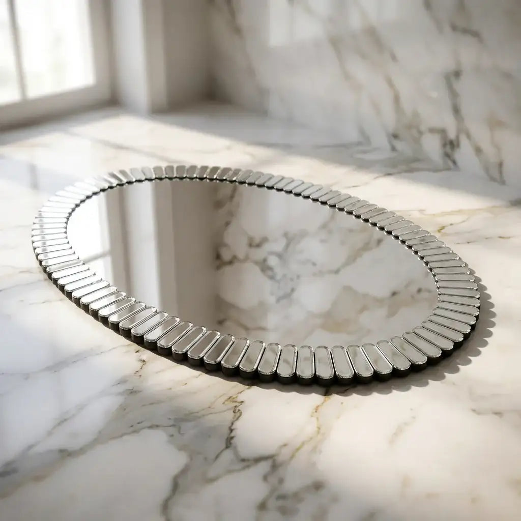 Celeste 600x900mm Oval Bathroom Mirror with Scalloped Edge Frame