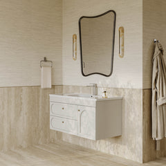 Jolene matt white vanity unit with ceramic basin and storage drawers 1000mm