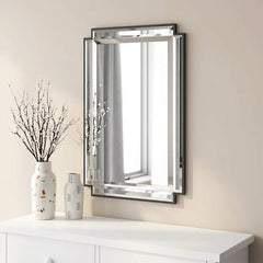 Rectangular Bevelled Mirror 600x900mm with Matt Black Frame | Wall Mounted