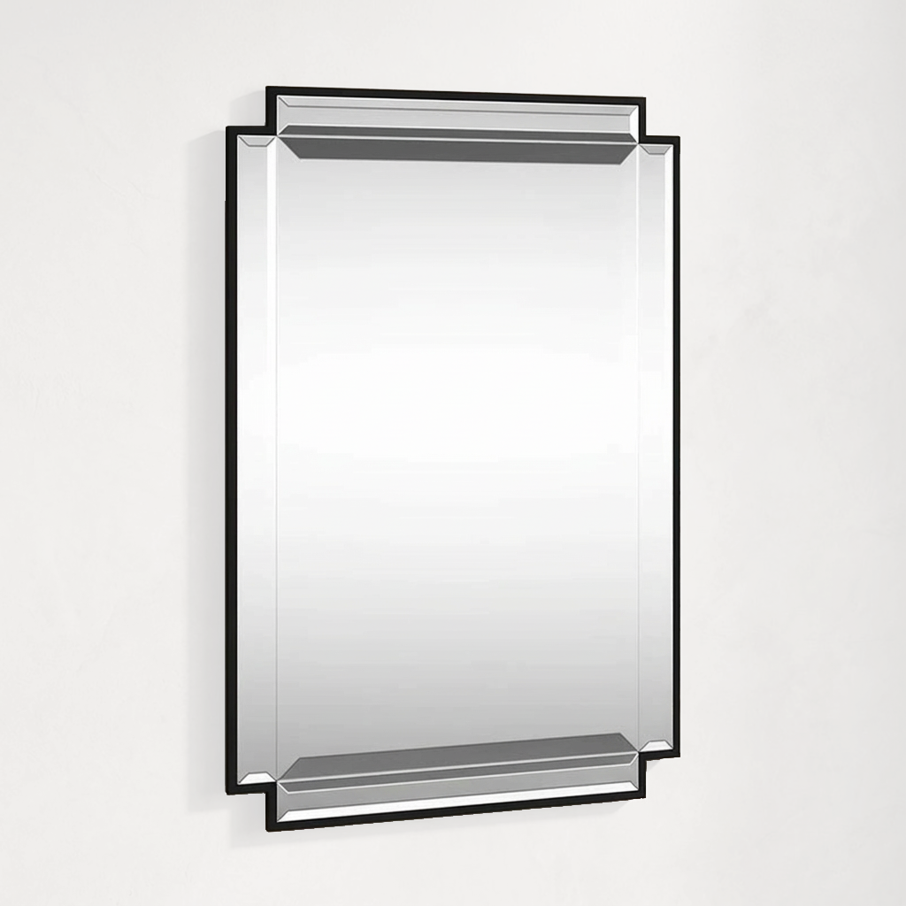 Rectangular Bevelled Mirror 600x900mm with Matt Black Frame | Wall Mounted