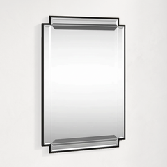 Rectangular Bevelled Mirror 600x900mm with Matt Black Frame | Wall Mounted
