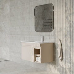 Sicilia Matt Warm White Bathroom Vanity Unit with Ceramic Basin 800mm